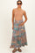 Teal Patchwork Print Smocked Waistband Maternity Maxi Skirt