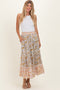 Lemon Mixed Floral Smocked Waist Maxi Skirt