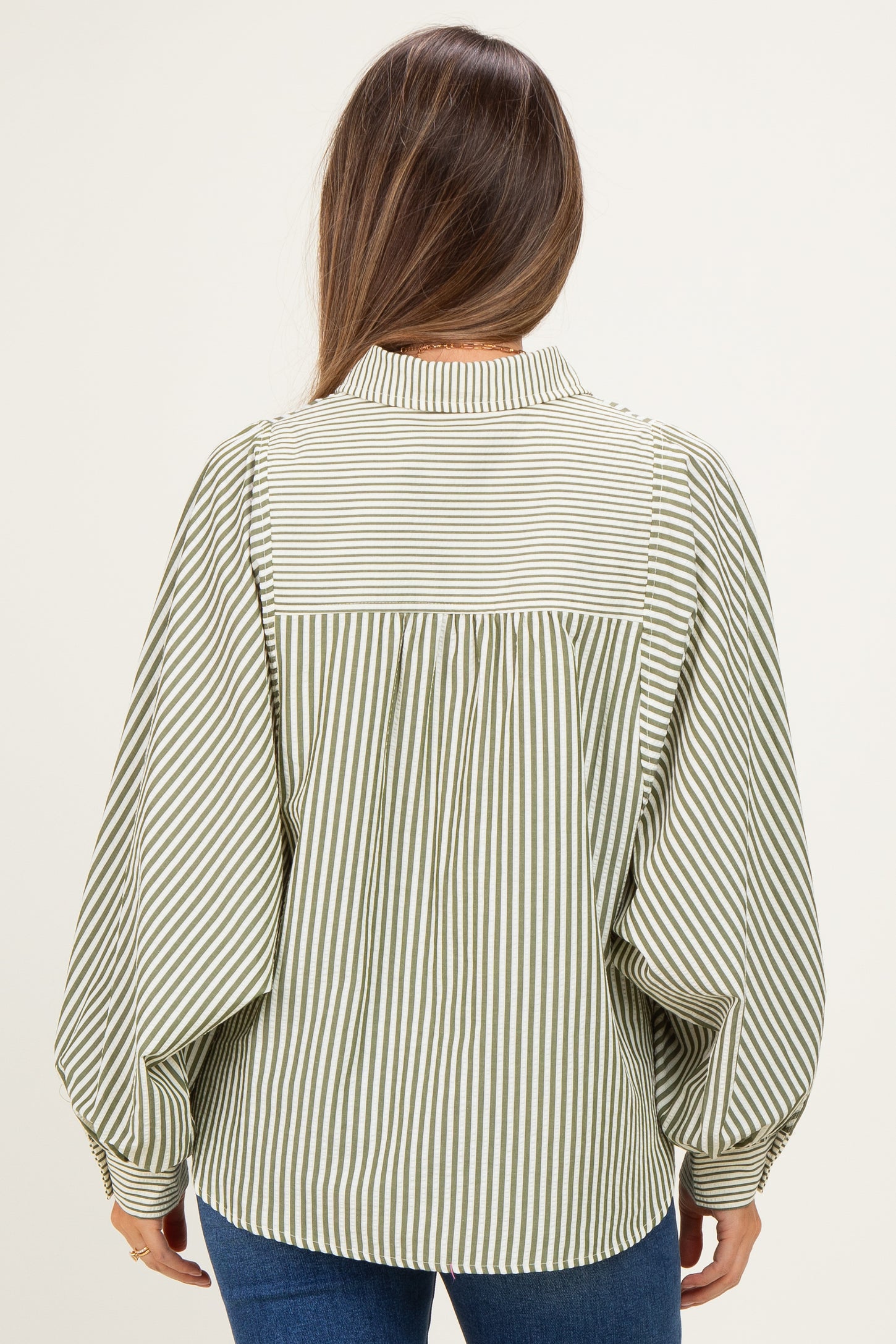 Olive  Drape Batwing Button-Down Maternity Shirt