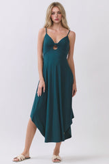 Hunter Green Solid V-Neck Cami Maternity Dress