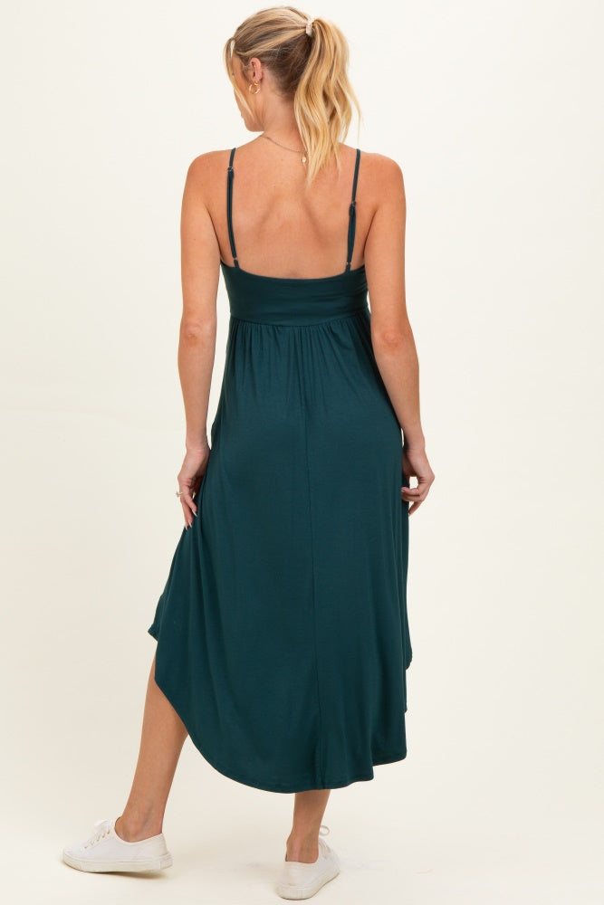 Hunter Green Solid V-Neck Cami Maternity Dress