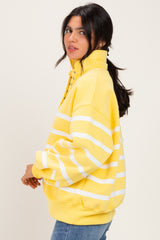 Light Yellow Striped Snap Button Pullover