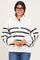 White Striped Snap Button Pullover