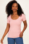 Blush Lace Trim Ribbed Top