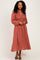 Marsala Polka Dot Smocked Midi Shirt Dress
