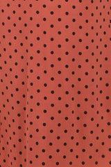 Marsala Polka Dot Smocked Midi Shirt Dress