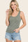 Olive Striped Knit Button Tank