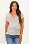 Charcoal Split Neck Striped Knit Maternity Top