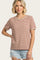 Tan Striped Solid Trim Tee