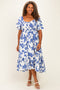 Blue Ivory Plus Sweetheart Smocked Front Floral Maxi Dress