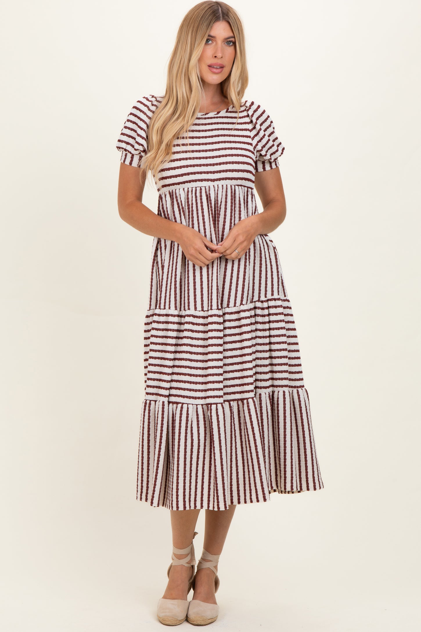 burgundy and cream dress Lily by Firmiana Women's Sleeveless Dress with Pleated Skirt Burgundy & Cream Burgundy & Cream / L