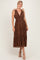 Brown Polka Dot Plisse Shoulder Tie Dress