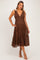Brown Polka Dot Plisse Shoulder Tie Maternity Dress