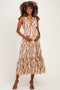 Brown Plaid Shoulder Tie Maternity Dress