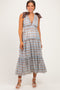 Blue Plaid Shoulder Tie Maternity Dress