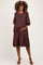 Brown Printed Textured Pleated Maternity Midi Dress