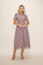 Mauve Lace Scallop Hem Midi Dress