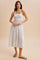 Off White Striped Smocked Halter Midi Dress