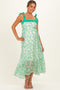 Green Floral Shoulder Bow Maternity Maxi Dress