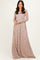 Mocha Floral Lace Long Sleeve Off Shoulder Maxi Dress