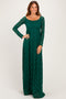 Hunter Green Floral Lace Long Sleeve Off Shoulder Maxi Dress
