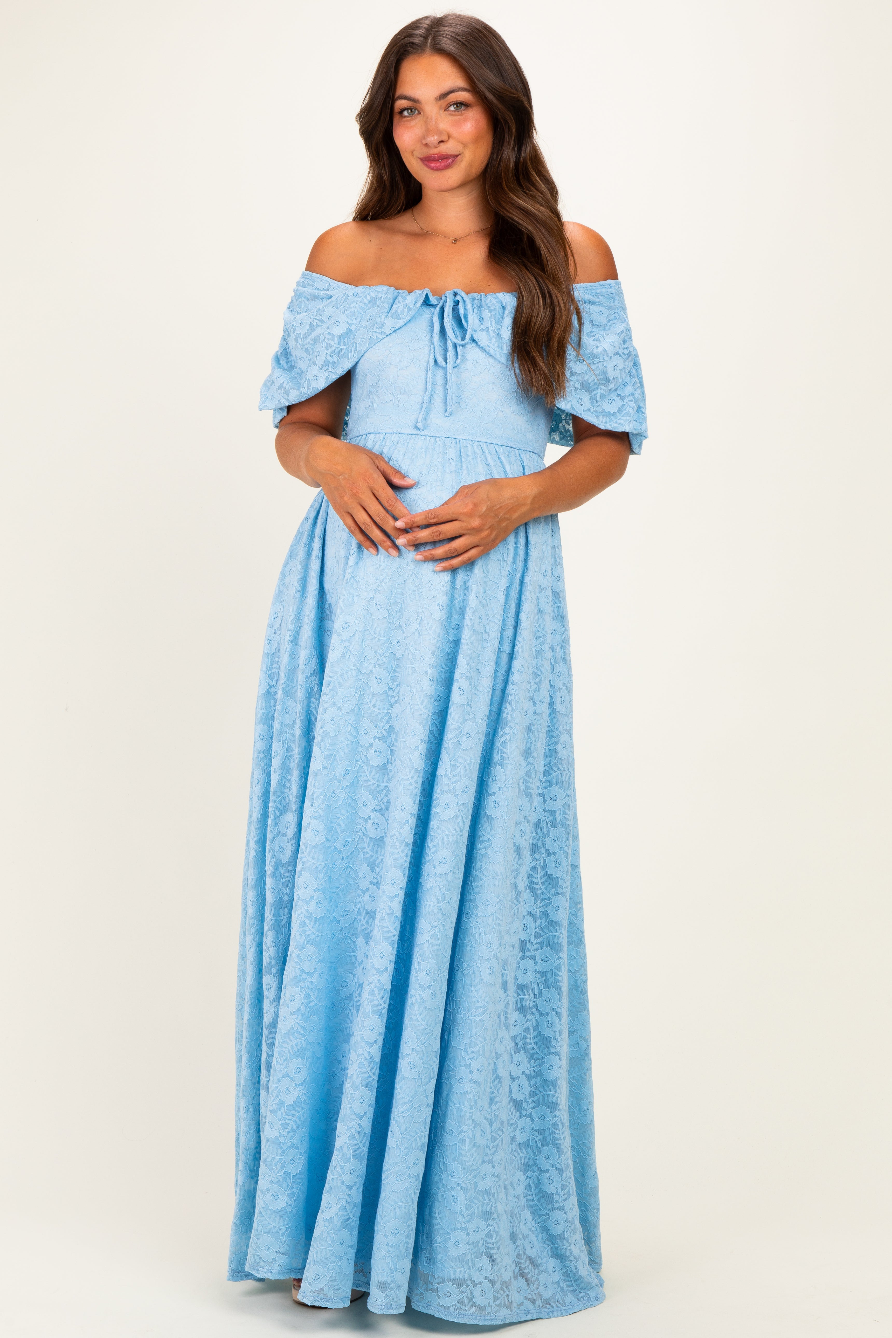 light blue ladies dress Lace Maternity Maxi Size:L (16-16.5 / 36-37) Angel Biba | Vinted August Kate is wearing mfgstyle_BEBE1915