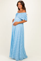 Light Blue Lace Maternity Maxi Dress