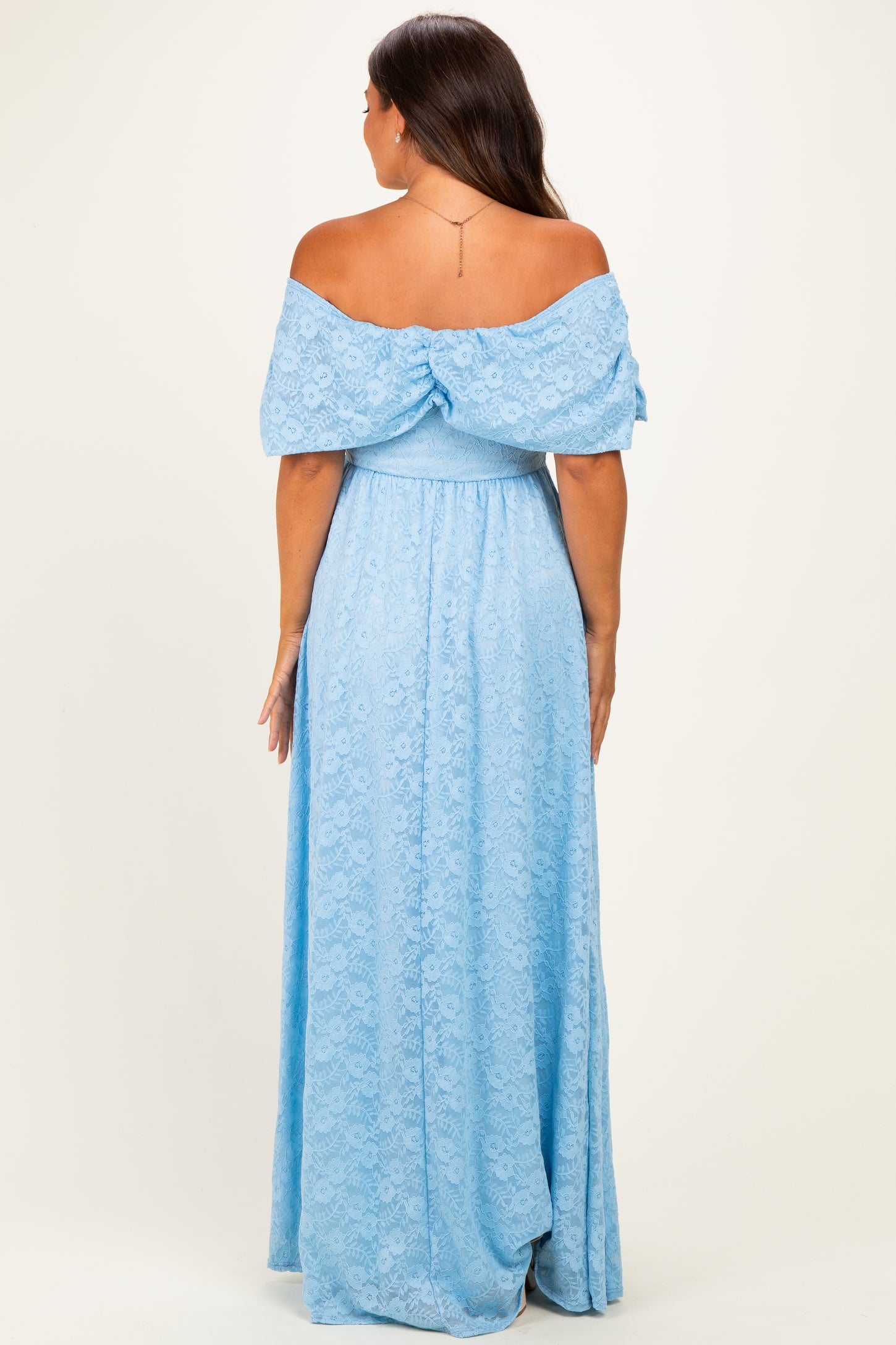 Light Blue Lace Maternity Maxi Dress