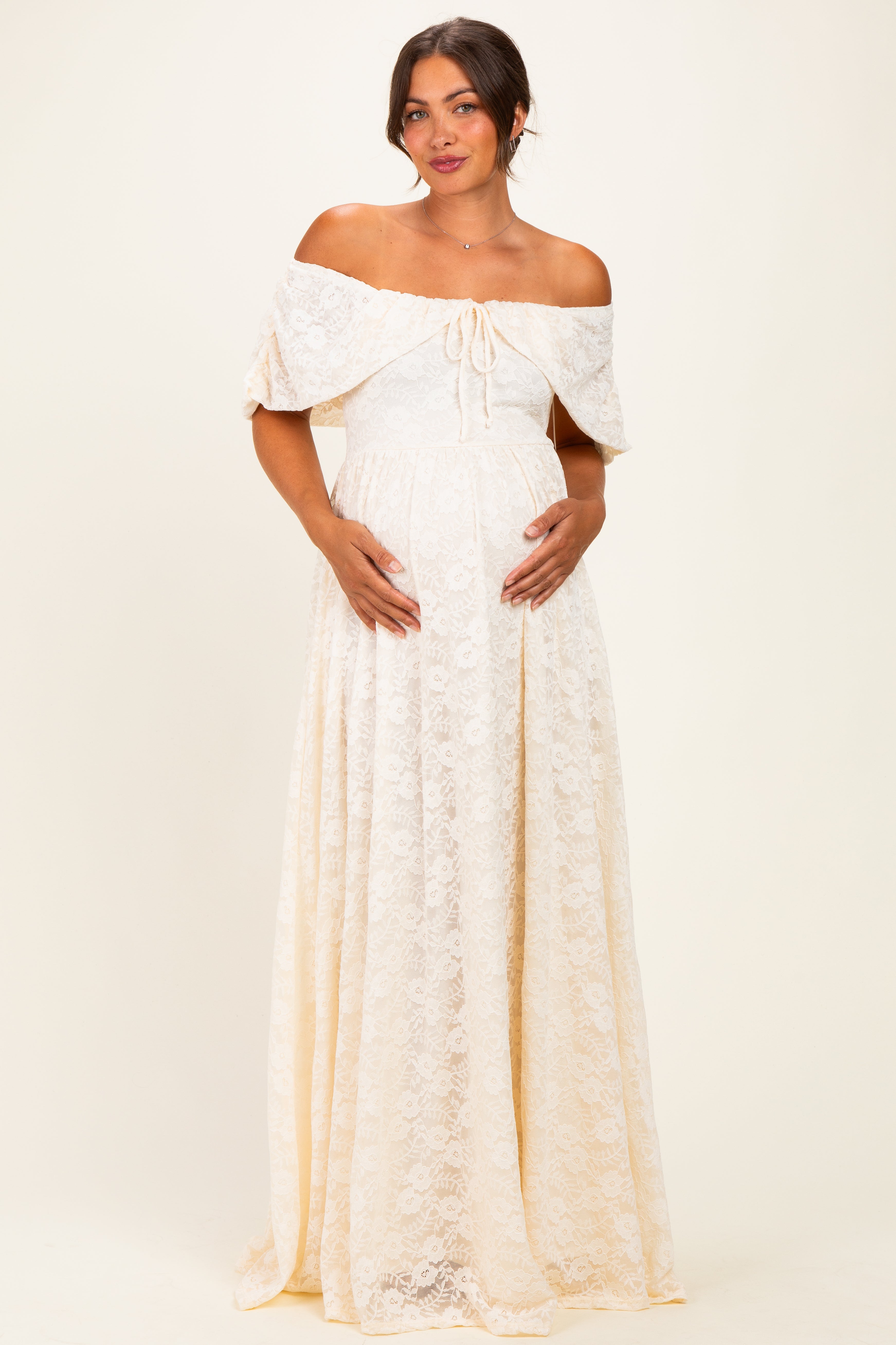 white baby shower dresses Mom-To-Be & Gowns it featuring half sleeves with sheer white lace baby shower dress inspo! perfect