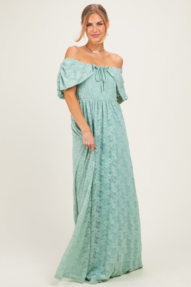 Seafoam Lace Maternity Maxi Dress