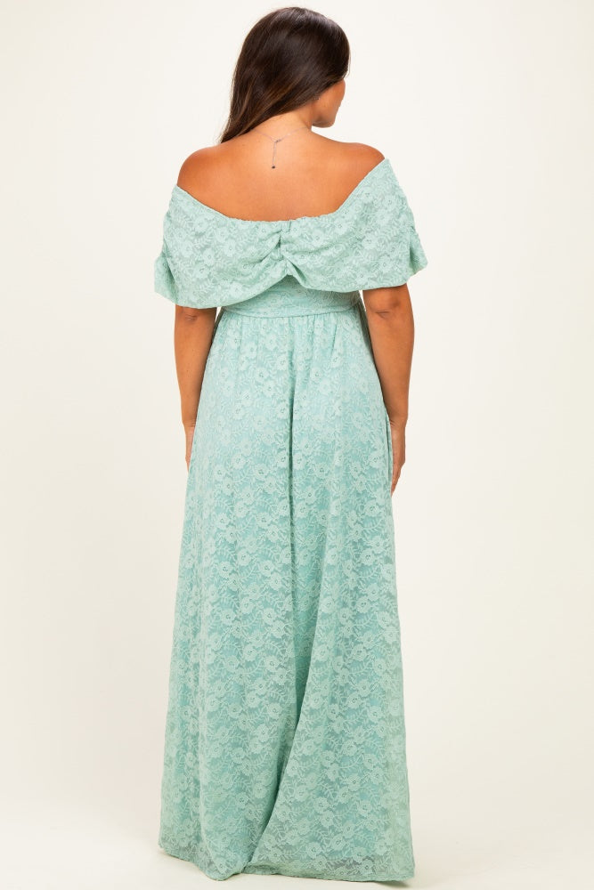 Seafoam Lace Maternity Maxi Dress