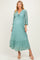 Blue Floral Lace 3/4 Ruffle Sleeve V-Neck Maternity Maxi Dress
