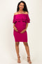 Magenta Off Shoulder Ruched Maternity Dress