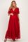 Red Lace Flutter Sleeve Tiered Maternity Maxi Dress