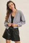 Heather Grey Waffle Knit Balloon Sleeve Cardigan