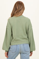 Pistachio Waffle Knit Balloon Sleeve Maternity Cardigan