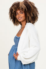 Cream Waffle Knit Balloon Sleeve Maternity Cardigan