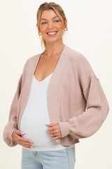 Blush Waffle Knit Balloon Sleeve Maternity Cardigan