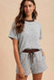 Light Grey Melange Knit Short Sleeve Top Shorts Set