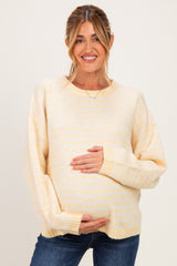 Lemon Brushed Knit Striped Maternity Sweater