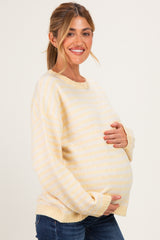Lemon Brushed Knit Striped Maternity Sweater