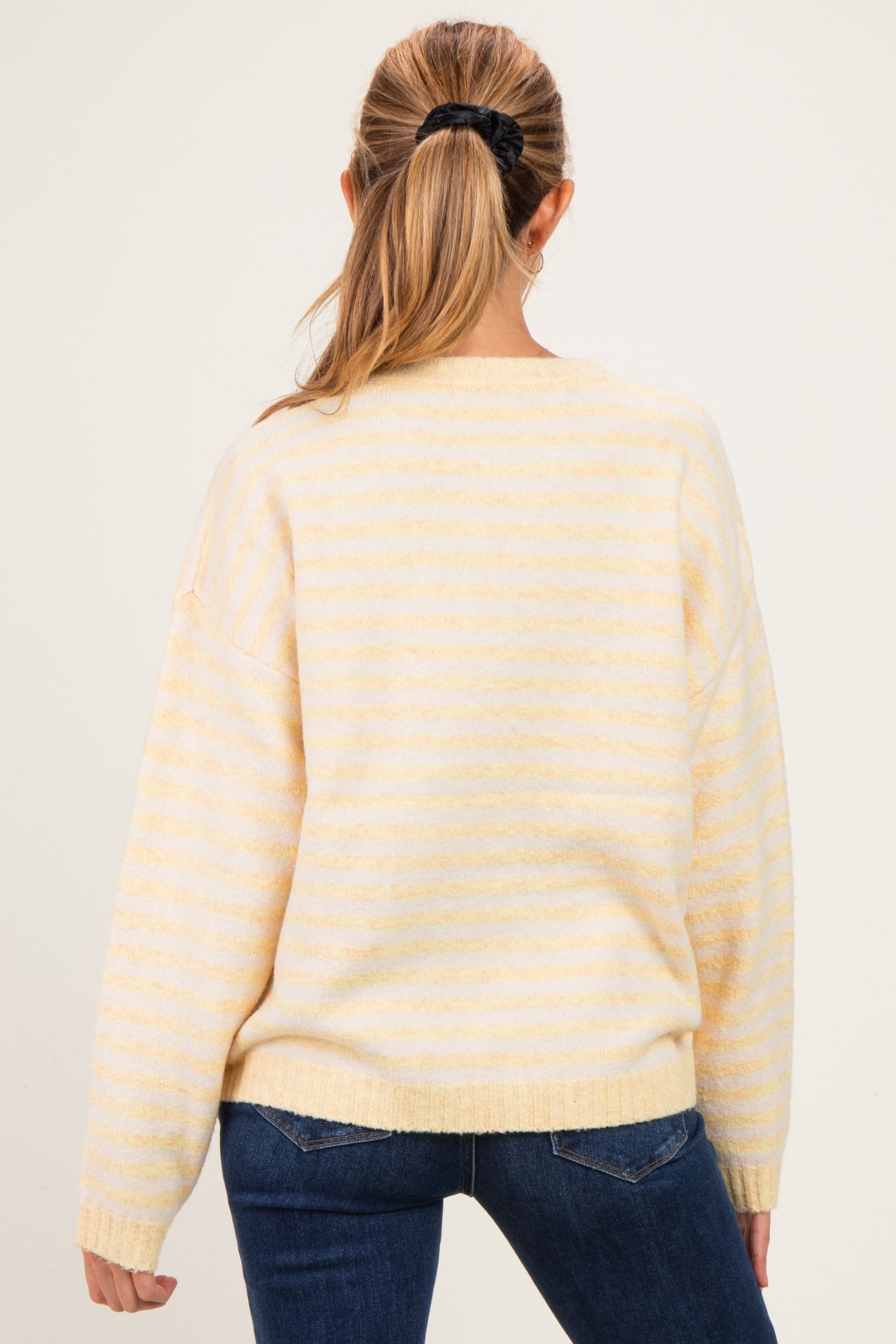 Lemon Brushed Knit Striped Maternity Sweater
