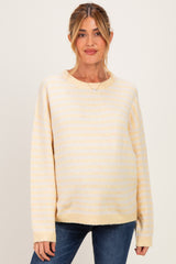 Lemon Brushed Knit Striped Maternity Sweater