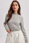 Heather Grey Striped Rolled Neck Top