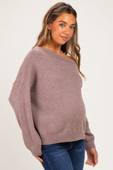 Mink Oversized One Shoulder Maternity Sweater