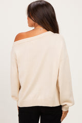 Cream Oversized One Shoulder Maternity Sweater