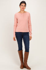 Ginger Striped Button Henley Top