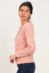 Ginger Striped Button Henley Top