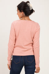 Ginger Striped Button Henley Top