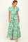 Light Olive Floral Waist Tie Shirt Dress